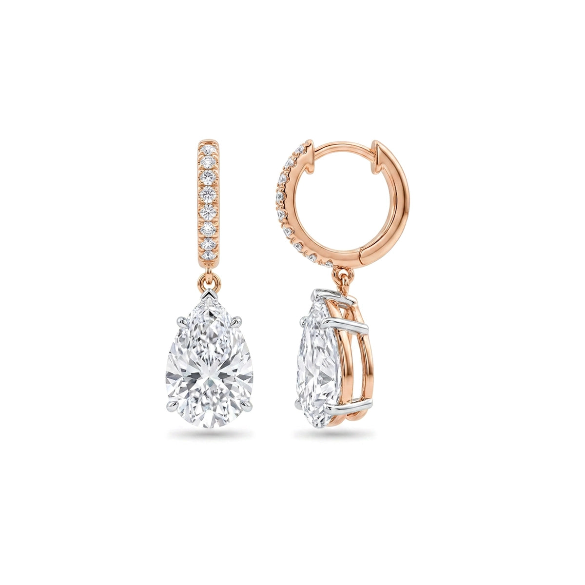 Pear Drop Pave Huggie Earrings — certified lab grown diamond earrings from Vimora Diamonds