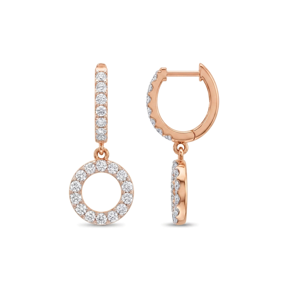 Pave Circle Drop Huggie Earrings — certified lab grown diamond earrings from Vimora Diamonds
