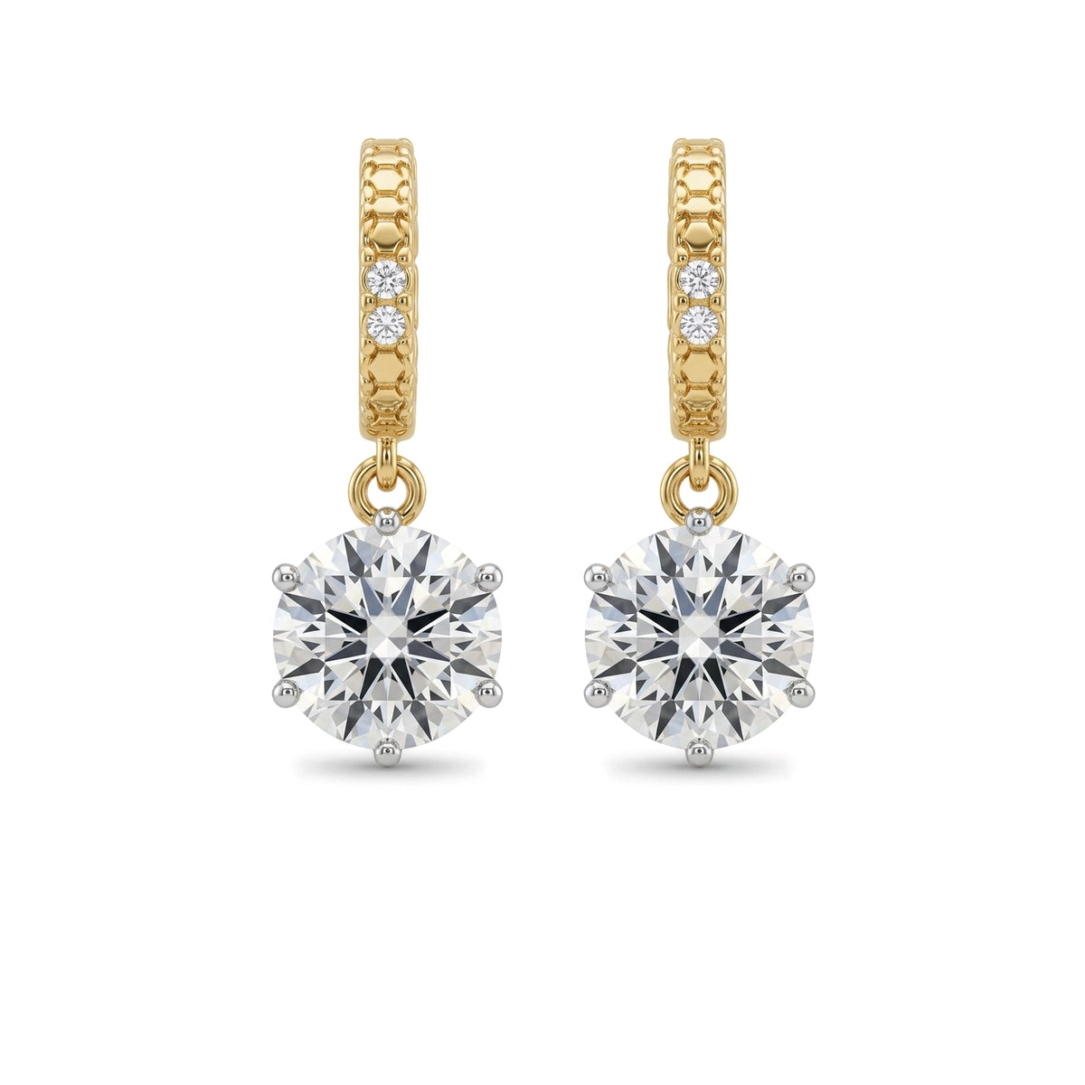 Round Diamond Drop Huggie Earrings — round lab grown diamond earrings by Vimora Diamonds
