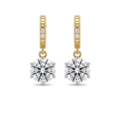 Round Diamond Drop Huggie Earrings — round lab grown diamond earrings by Vimora Diamonds