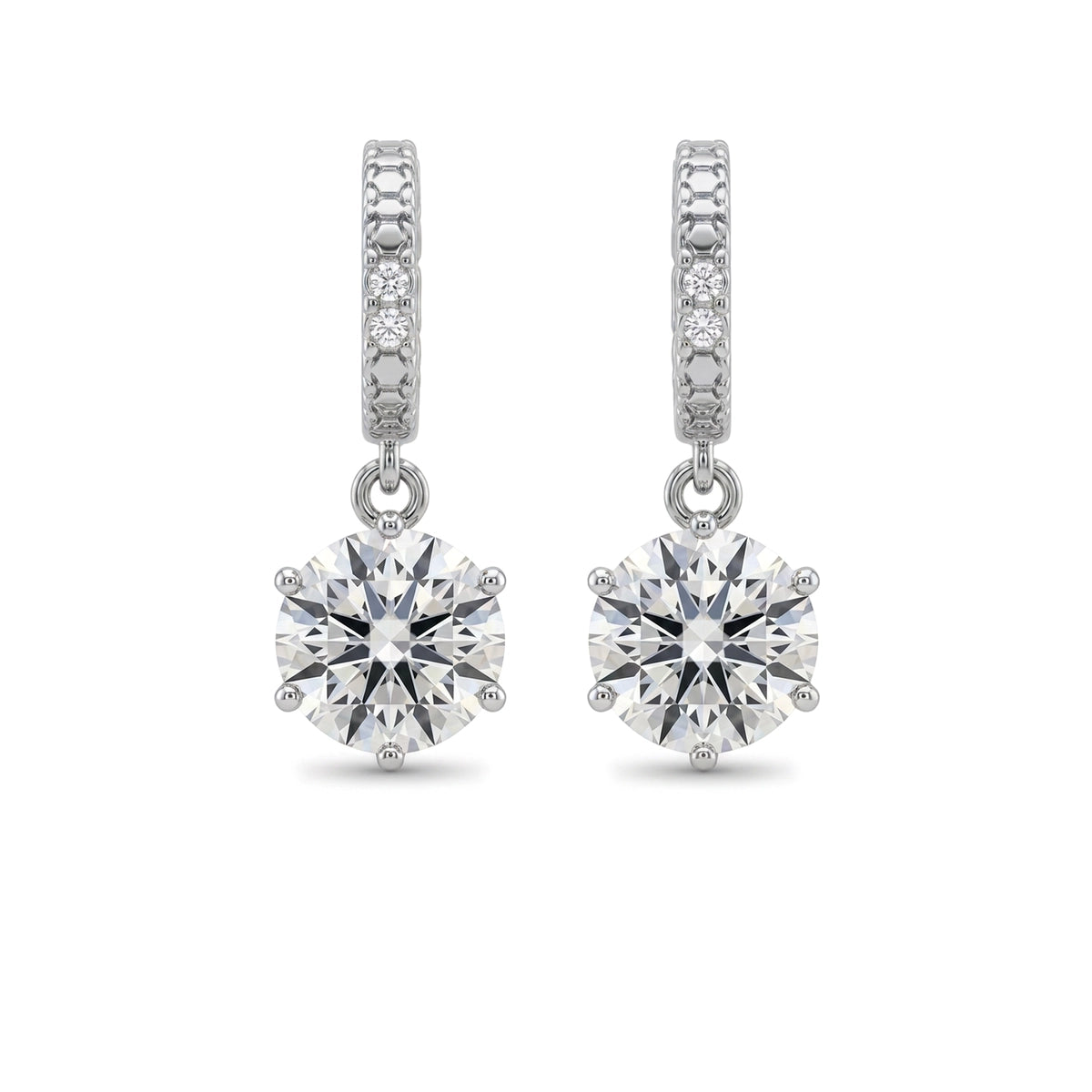 Round Diamond Drop Huggie Earrings — certified lab grown diamond earrings from Vimora Diamonds