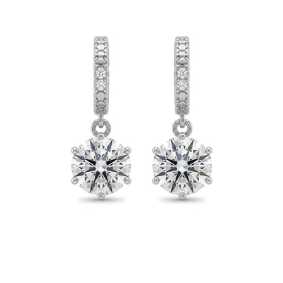 Round Diamond Drop Huggie Earrings — certified lab grown diamond earrings from Vimora Diamonds