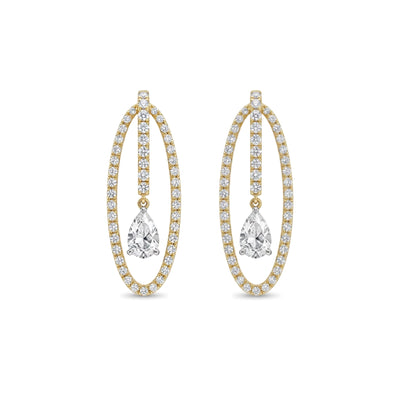 Pear Drop Oval Hoop Earrings — pear and round lab grown diamond earrings by Vimora Diamonds