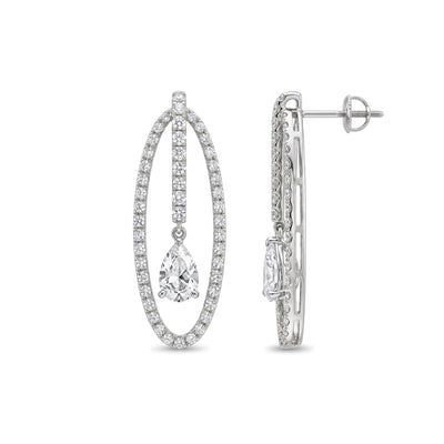 Pear Drop Oval Hoop Earrings — pear and round lab grown diamond earrings in solid hallmarked gold