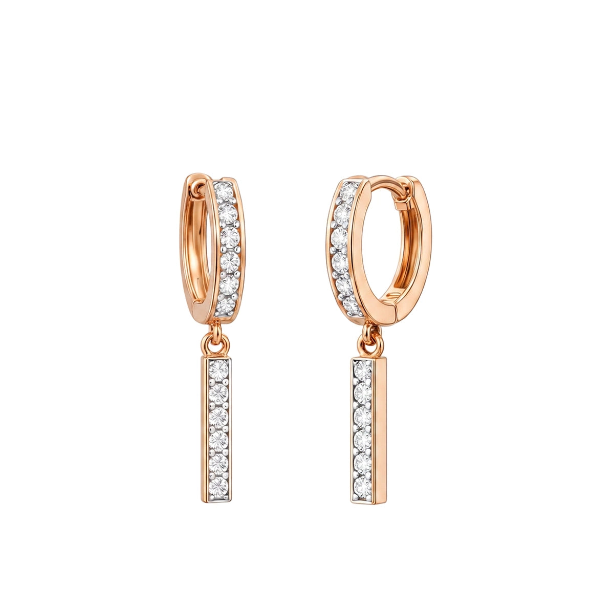 Pave Hoop Bar Drop Earrings — certified lab grown diamond earrings from Vimora Diamonds