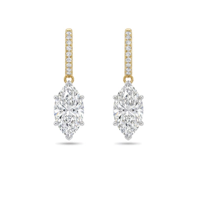 Marquise Drop Pave Hoop Earrings — marquise and round lab grown diamond earrings by Vimora Diamonds