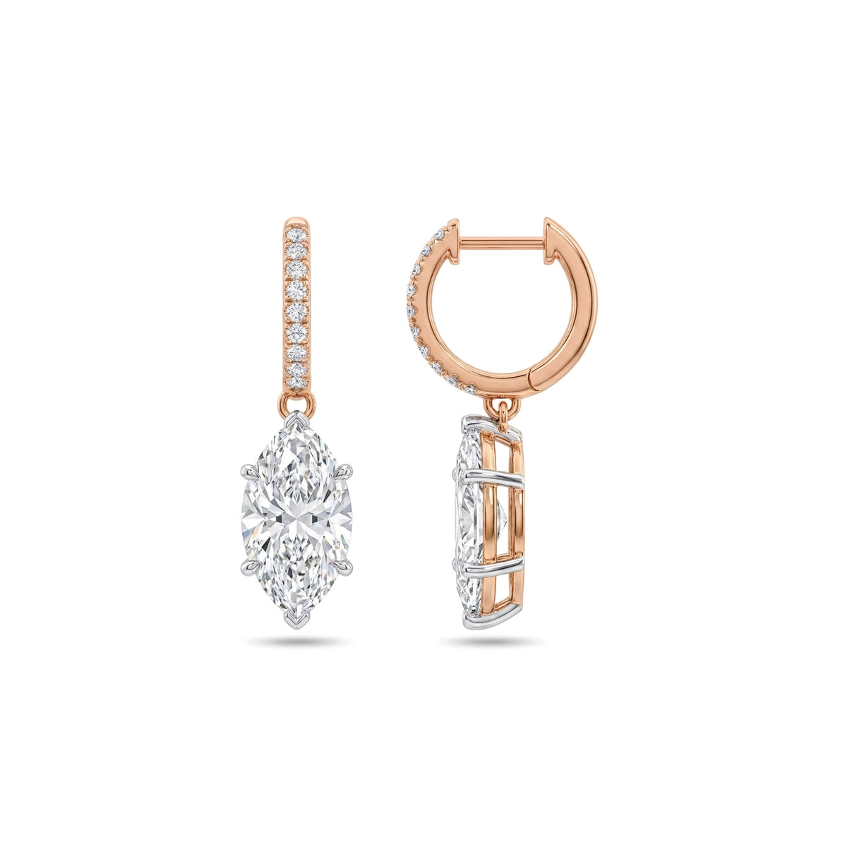Marquise Drop Pave Hoop Earrings — certified lab grown diamond earrings from Vimora Diamonds