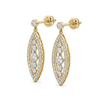 Graduated Journey Marquise Frame Earrings in IGI certified lab grown diamond and BIS hallmarked gold