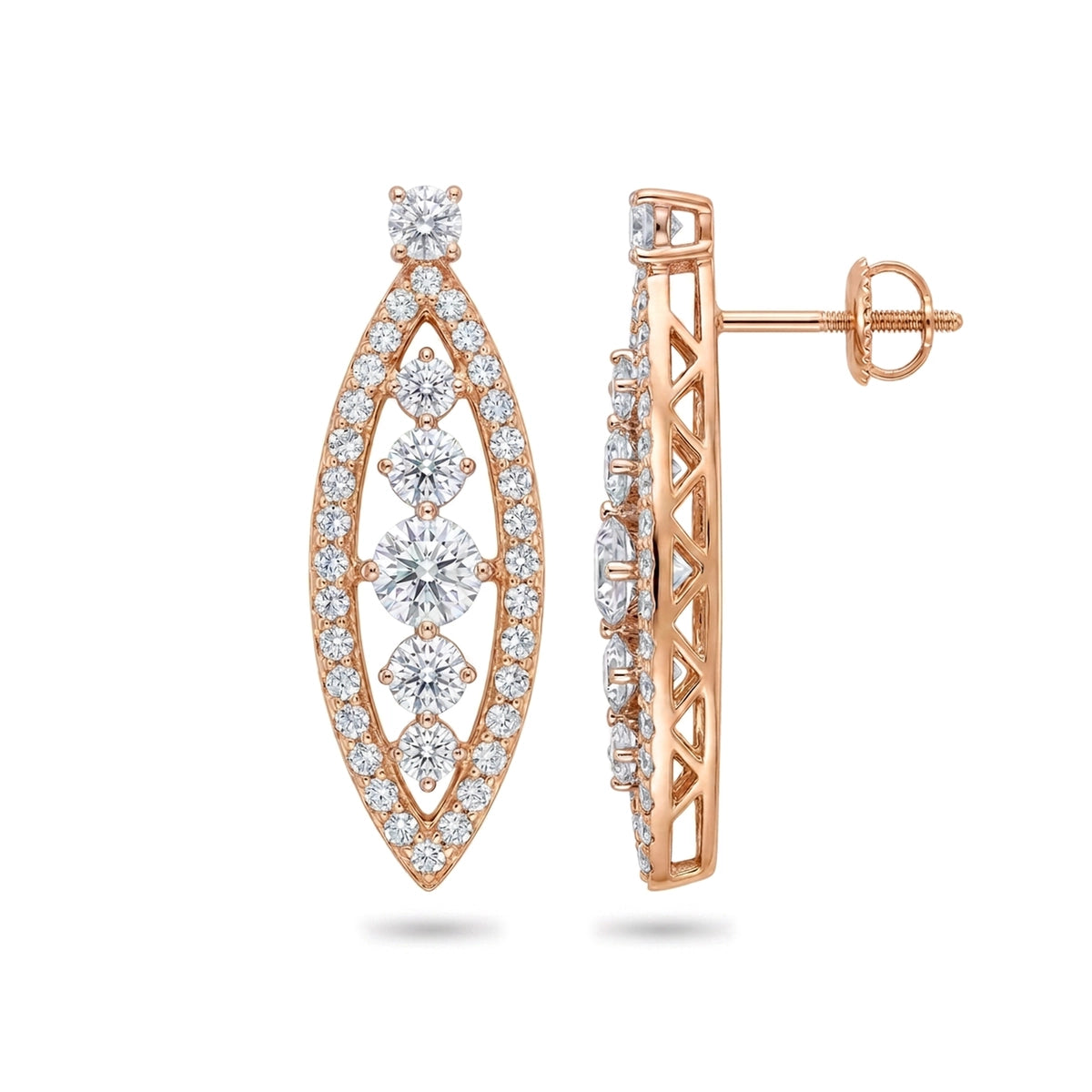 Graduated Journey Marquise Frame Earrings — certified lab grown diamond earrings from Vimora Diamonds