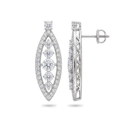 Graduated Journey Marquise Frame Earrings — round lab grown diamond earrings in solid hallmarked gold