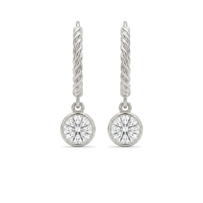 Bezel Round Drop Rope Hoop Earrings — certified lab grown diamond earrings from Vimora Diamonds