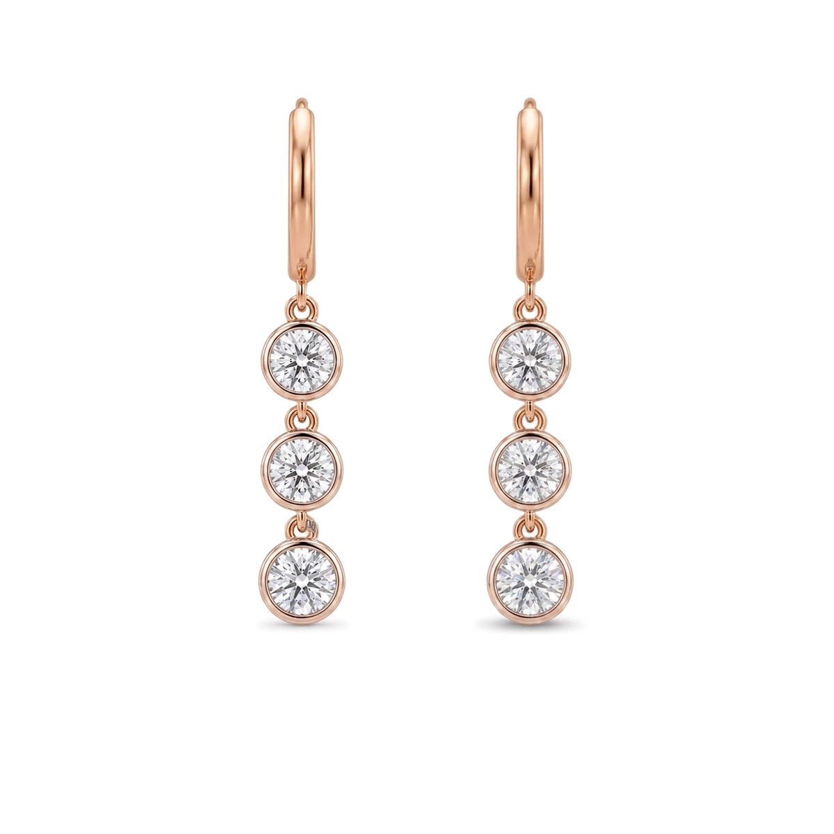 Triple Bezel Drop Hoop Earrings — certified lab grown diamond earrings from Vimora Diamonds