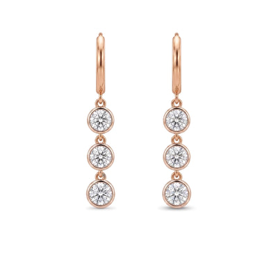Triple Bezel Drop Hoop Earrings — certified lab grown diamond earrings from Vimora Diamonds