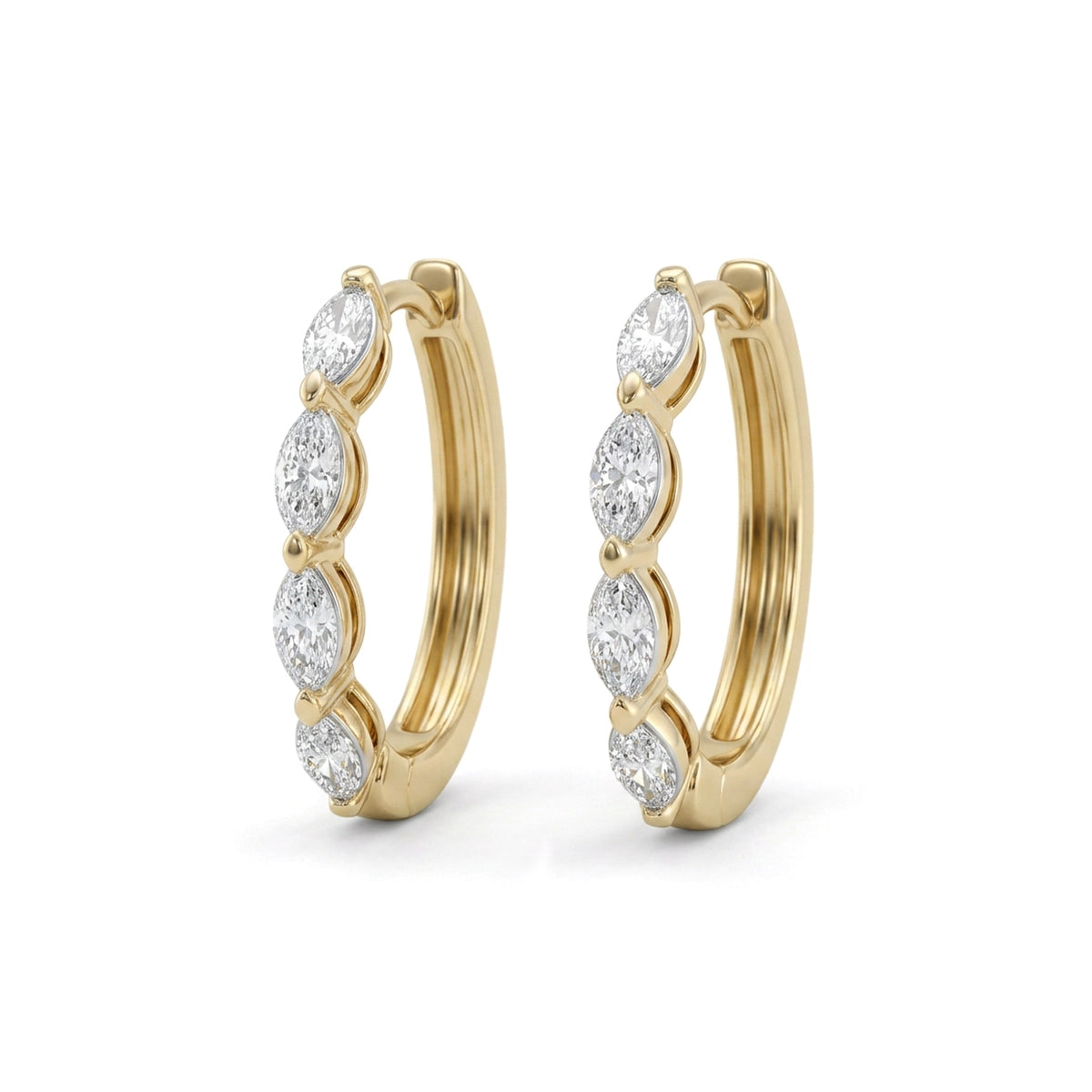 Marquise Wave Hoop Earrings — marquise lab grown diamond earrings in 9K, 14K or 18K gold