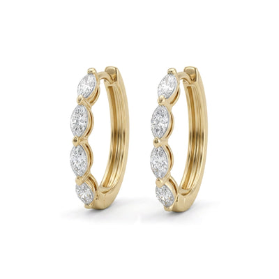 Marquise Wave Hoop Earrings — marquise lab grown diamond earrings in 9K, 14K or 18K gold