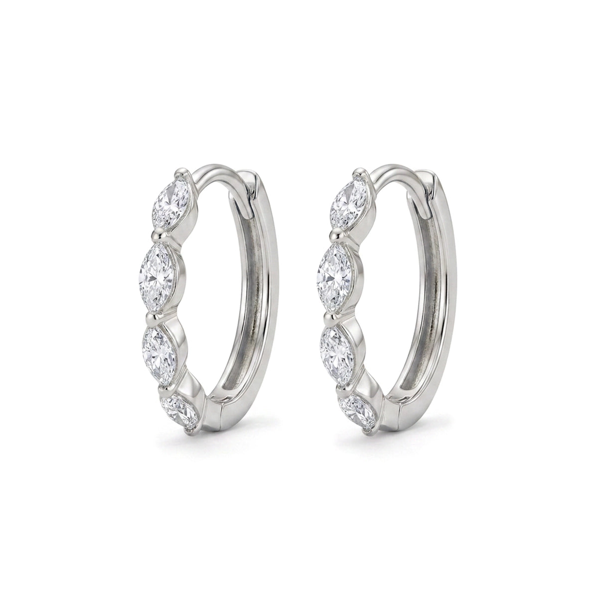 Marquise Wave Hoop Earrings — marquise lab grown diamond earrings in solid hallmarked gold