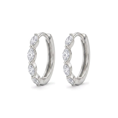 Marquise Wave Hoop Earrings — marquise lab grown diamond earrings in solid hallmarked gold