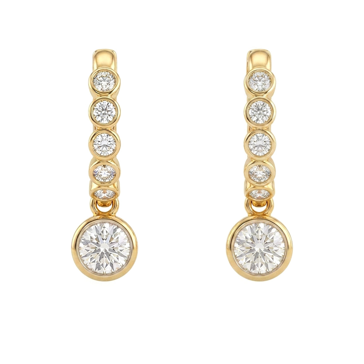 Bezel Journey Drop Earrings — round lab grown diamond earrings by Vimora Diamonds