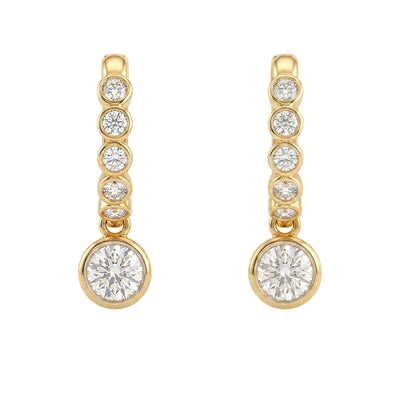 Bezel Journey Drop Earrings — round lab grown diamond earrings by Vimora Diamonds