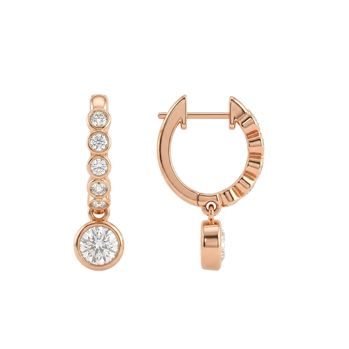 Bezel Journey Drop Earrings — certified lab grown diamond earrings from Vimora Diamonds