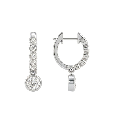 Bezel Journey Drop Earrings — round lab grown diamond earrings in solid hallmarked gold
