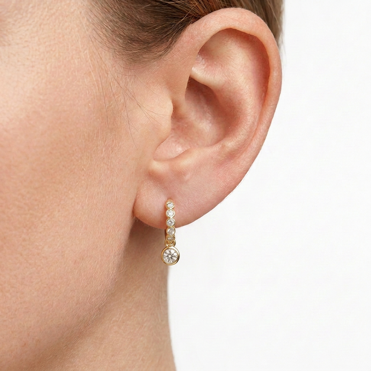 Bezel Journey Drop Earrings — lab grown diamond earrings handcrafted by Vimora Diamonds