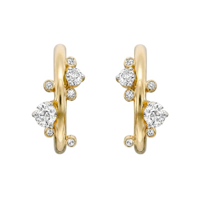 Scattered Round Diamond Cluster Hoop Earrings — round lab grown diamond earrings by Vimora Diamonds