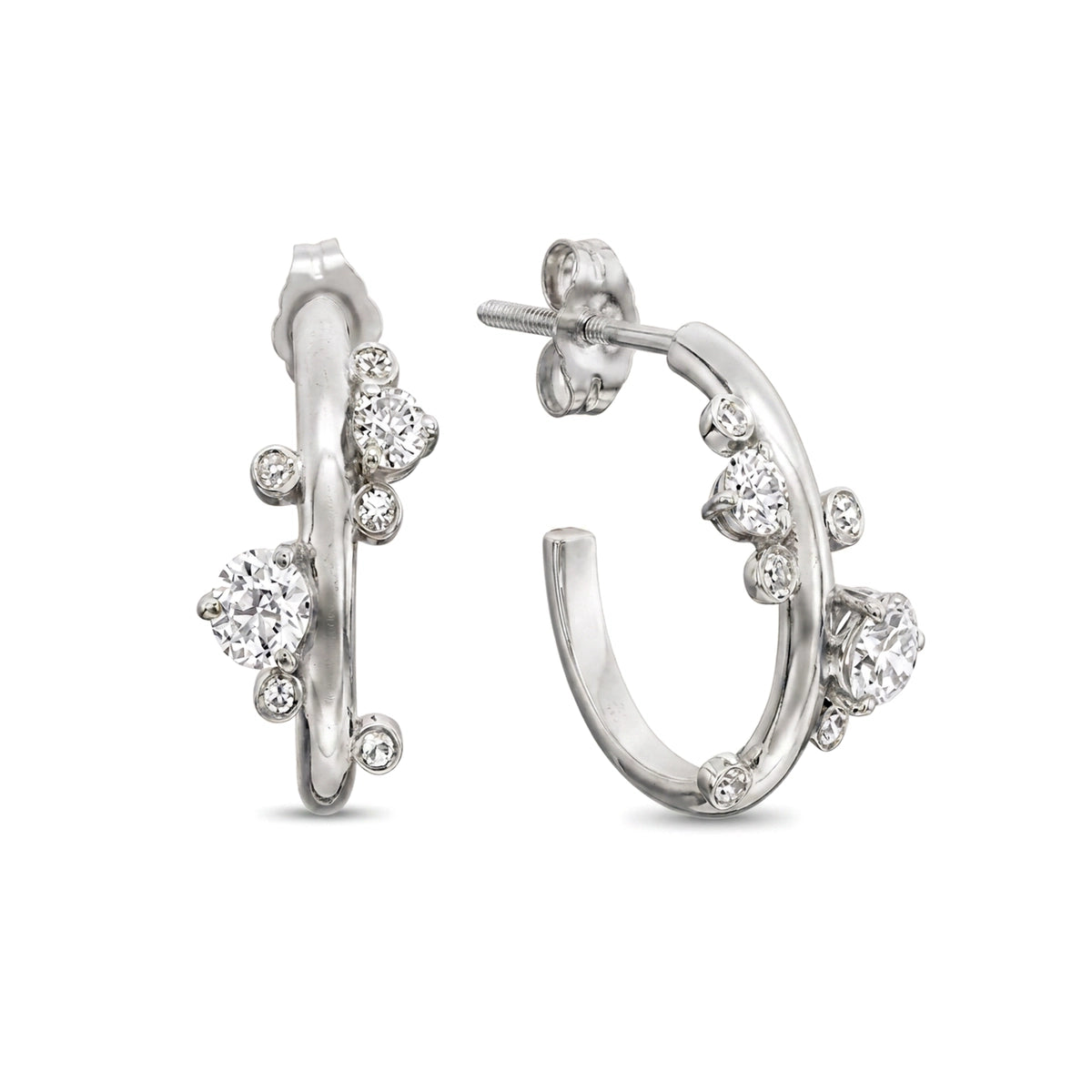 Scattered Round Diamond Cluster Hoop Earrings — certified lab grown diamond earrings from Vimora Diamonds