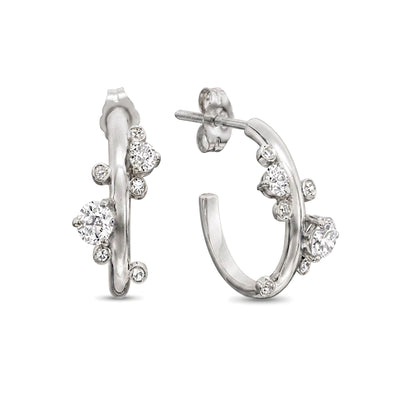Scattered Round Diamond Cluster Hoop Earrings — certified lab grown diamond earrings from Vimora Diamonds