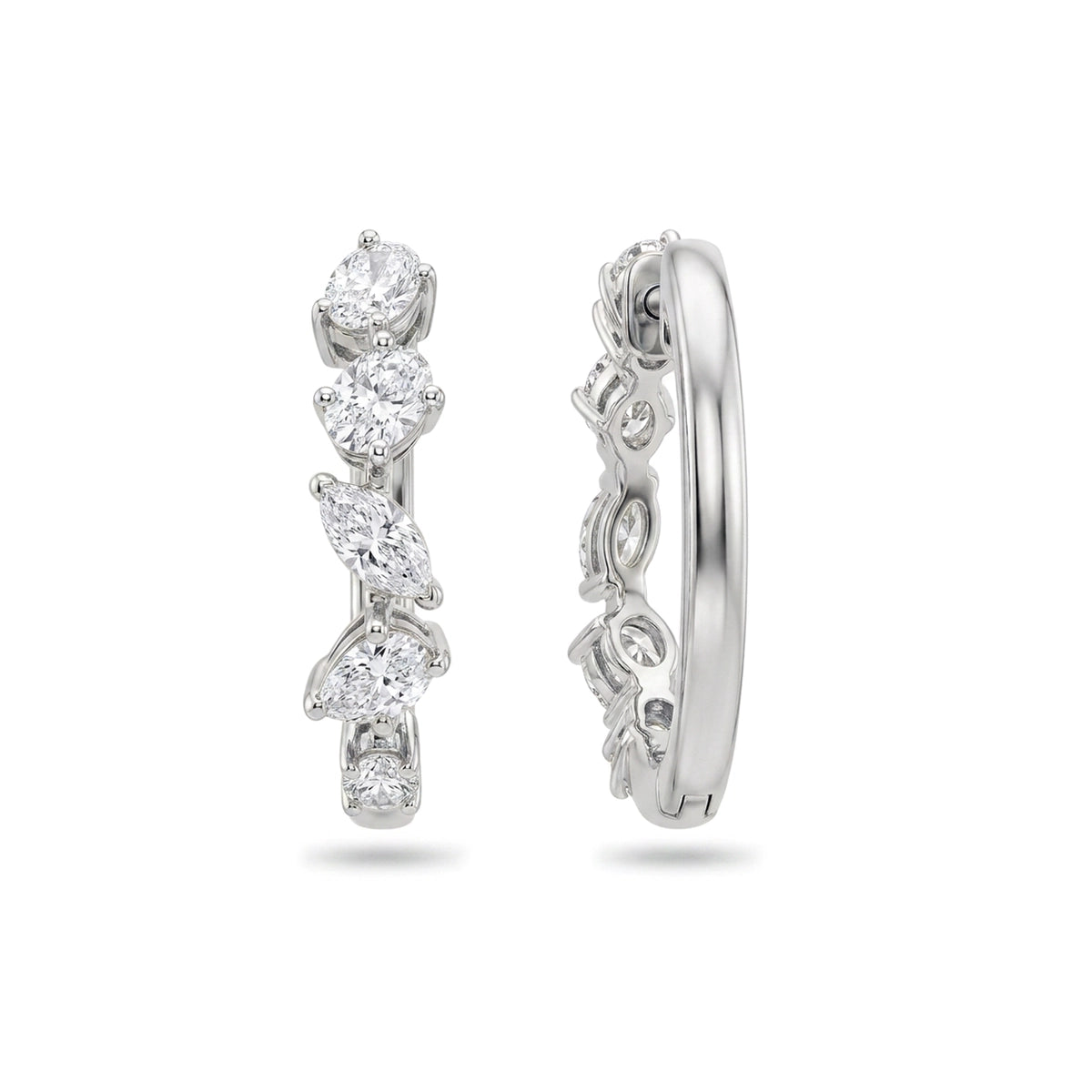 Graduated Multi-Shape Diamond Hoop Earrings — certified lab grown diamond earrings from Vimora Diamonds