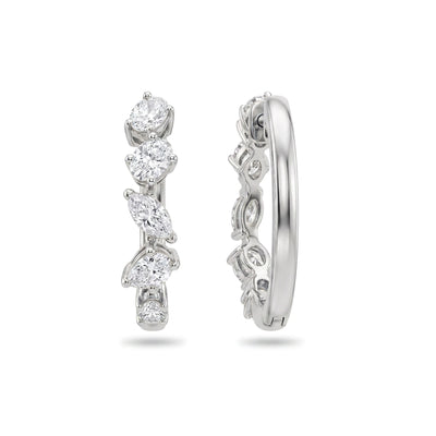 Graduated Multi-Shape Diamond Hoop Earrings — certified lab grown diamond earrings from Vimora Diamonds