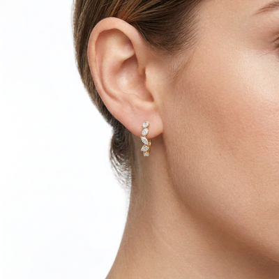 Graduated Multi-Shape Diamond Hoop Earrings — lab grown diamond earrings