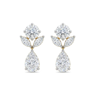 Round, Marquise & Pear Diamond Drop Stud Earrings — marquise, pear and round lab grown diamond earrings by Vimora Diamonds