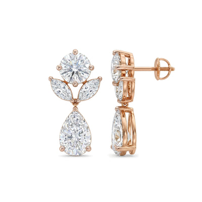 Round, Marquise & Pear Diamond Drop Stud Earrings — certified lab grown diamond earrings from Vimora Diamonds