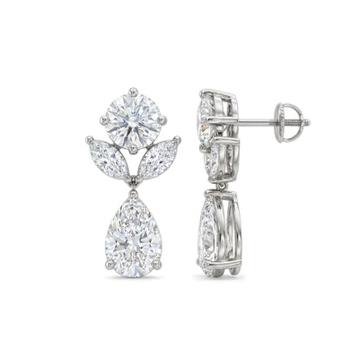 Round, Marquise & Pear Diamond Drop Stud Earrings — lab grown diamond earrings
