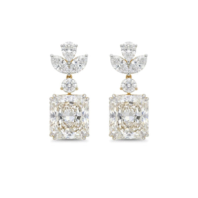 Radiant Floral Cluster Drop Earrings — marquise, pear, radiant and round lab grown diamond earrings by Vimora Diamonds