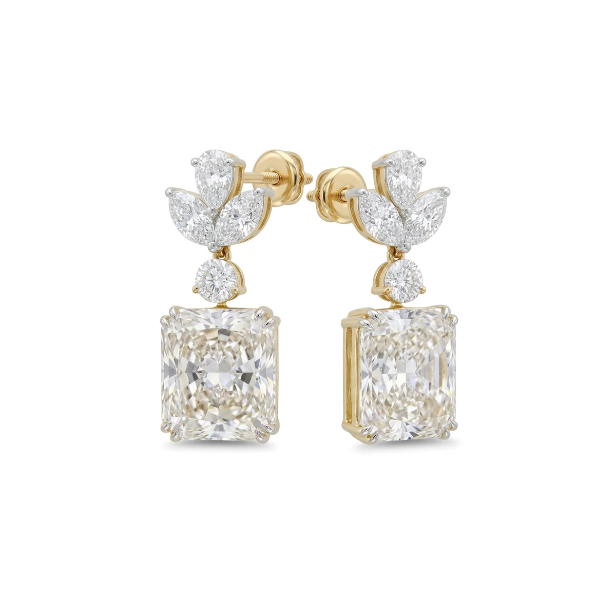 Radiant Floral Cluster Drop Earrings in IGI certified lab grown diamond and BIS hallmarked gold