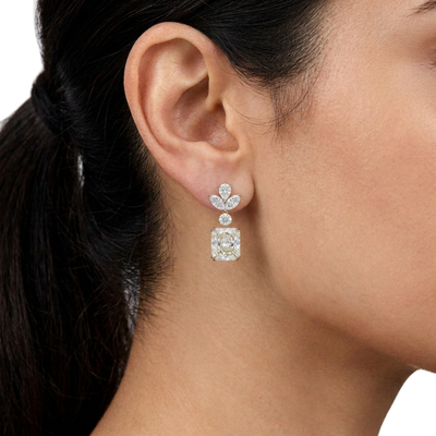 Radiant Floral Cluster Drop Earrings — lab grown diamond earrings handcrafted by Vimora Diamonds