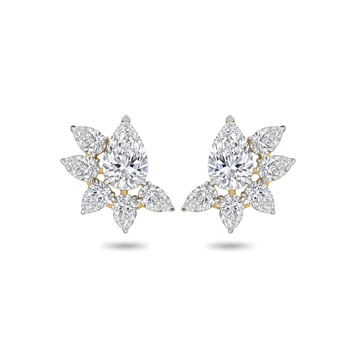 Pear Floral Cluster Stud Earrings — pear lab grown diamond earrings by Vimora Diamonds