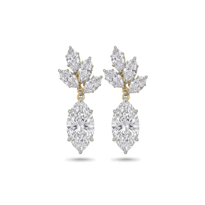 Marquise Leaf Cluster Drop Earrings — marquise lab grown diamond earrings by Vimora Diamonds