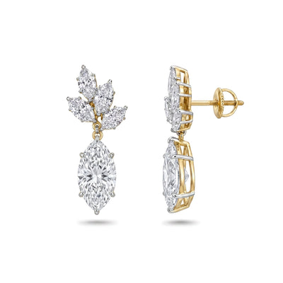 Marquise Leaf Cluster Drop Earrings — marquise lab grown diamond earrings in 9K, 14K or 18K gold