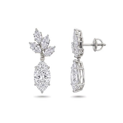 Marquise Leaf Cluster Drop Earrings — marquise lab grown diamond earrings in solid hallmarked gold