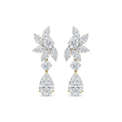 Marquise Cluster Pear Drop Earrings — marquise, pear and round lab grown diamond earrings by Vimora Diamonds