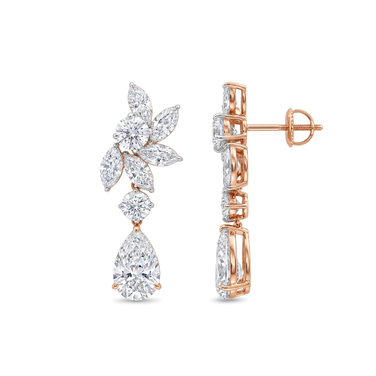 Marquise Cluster Pear Drop Earrings — certified lab grown diamond earrings from Vimora Diamonds