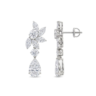 Marquise Cluster Pear Drop Earrings — marquise, pear and round lab grown diamond earrings in solid hallmarked gold