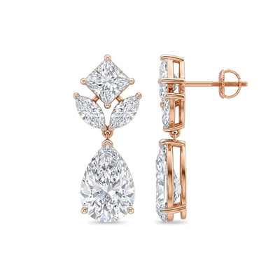 Princess, Marquise Leaf & Pear Diamond Drop Earrings — certified lab grown diamond earrings from Vimora Diamonds