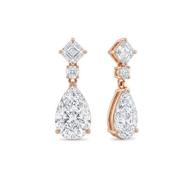 Asscher, Round & Pear Diamond Drop Earrings — certified lab grown diamond earrings from Vimora Diamonds