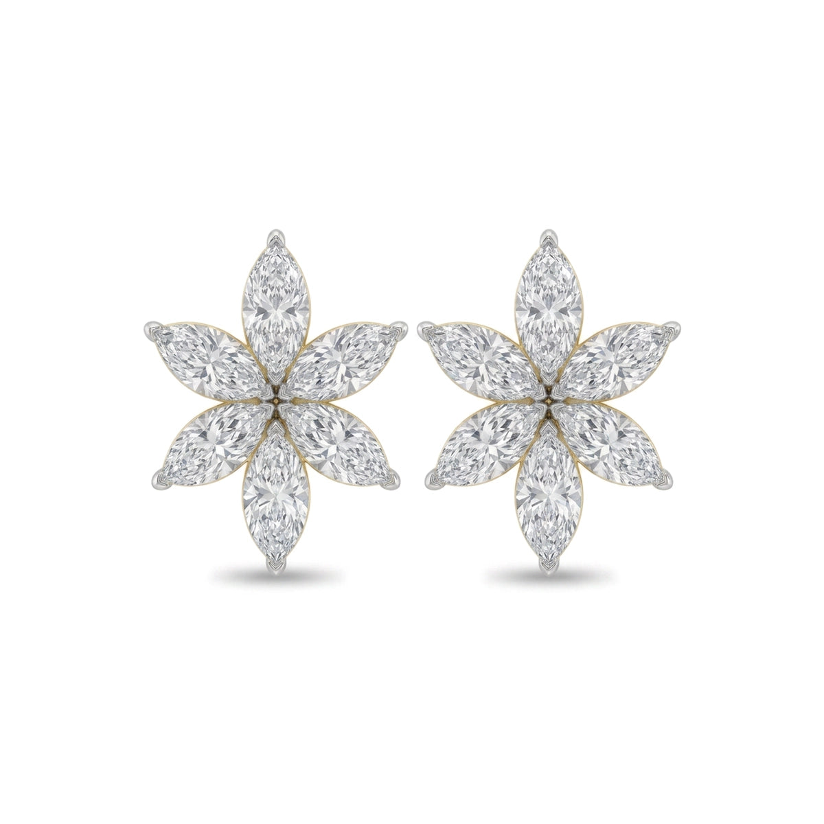 Marquise Flower Cluster Stud Earrings — marquise lab grown diamond earrings by Vimora Diamonds