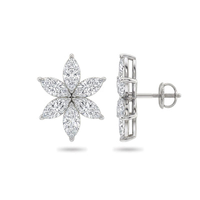Marquise Flower Cluster Stud Earrings — marquise lab grown diamond earrings in solid hallmarked gold