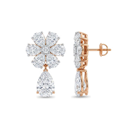 Pear Flower Cluster Drop Earrings — certified lab grown diamond earrings from Vimora Diamonds